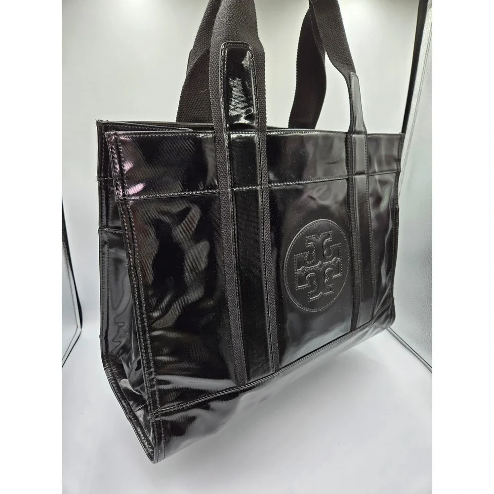 Tory Burch Black Patent Leather Tote Bag‎ Purse Shoulder Bag